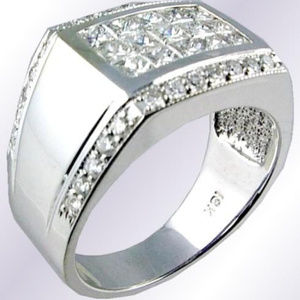 Diamond Invisible Mens Ring  2.13TDW 18KT White